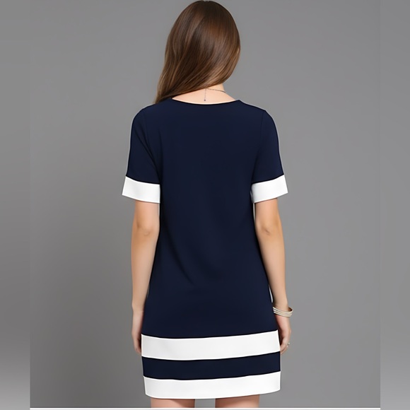 Navy Striped Shift Dress - Picture 4 of 6